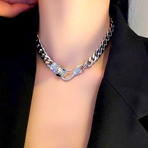 Fashion Snake Hoop Choker Two Tone Chain Necklace